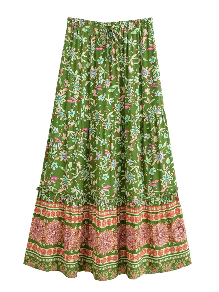 Franny's Wild Floral Print Boho Skirt with Pockets