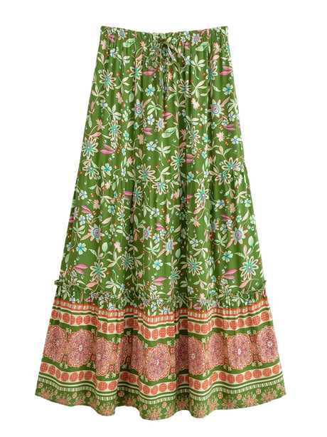 Franny's Wild Floral Print Boho Skirt with Pockets
