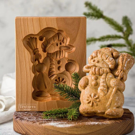 Easter Christmas Wooden Cookie Mould Gingerbread Embossing Stamp Baking Tools