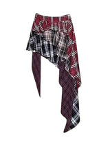 Tartan Grunge Y2k Irregular Mini Skirt