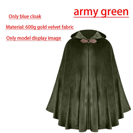 Short Medieval Velvet Capelet Hooded Cloak Renaissance Cape