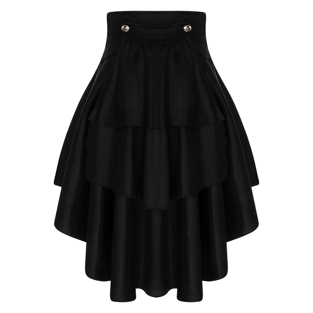 Gothic Steampunk Satiny Pirate Skirt Front Lace-up Tiered Irregular Hem Skirt Waist Belt Medieval Costume