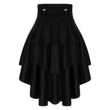 Gothic Steampunk Satiny Pirate Skirt Front Lace-up Tiered Irregular Hem Skirt Waist Belt Medieval Costume