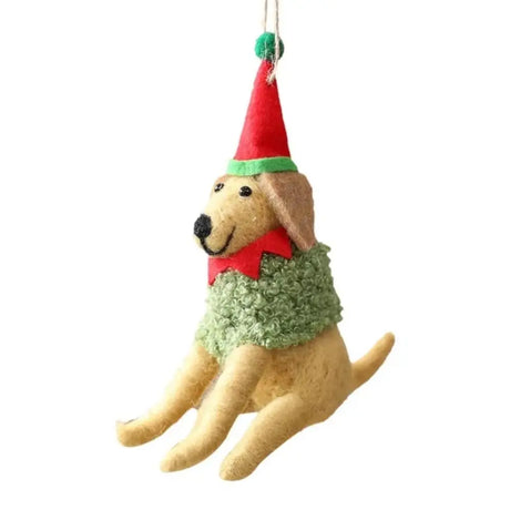 Wool Felt Christmas Dog Lightweight Handmade Xmas Tree Hanging Ornament