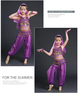 Girl's Stage Performance Chiffon Belly Dance Costume 7pcs Sets Kids Dancing Outfits