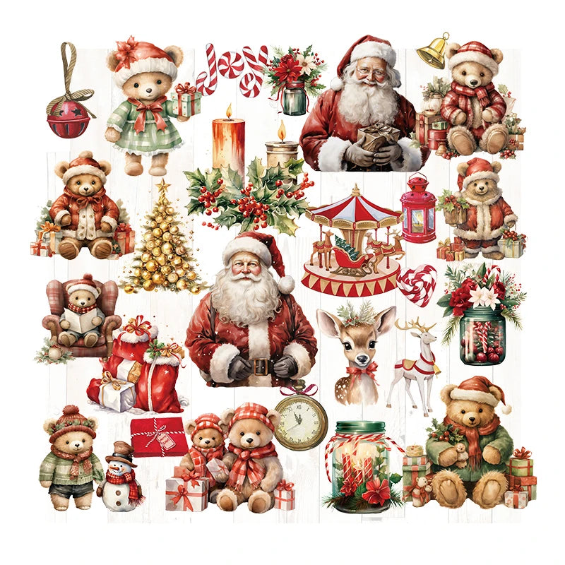 Vintage Christmas RUB ON Transfer Sticker Pack Junk Journal DIY Scrapbooking