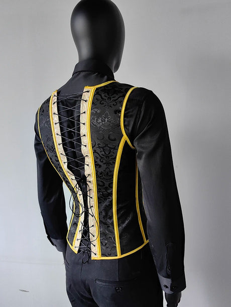 Men's Formal Boned Waistcoat Corset Vest Lace Up Burlesque Performance Stage Costume