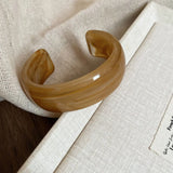 Smooth Round Acrylic Cuff Bangles Vintage Style Jelly Coloyr Smudging Wide Resin Bracelets