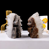 One Crystal Hedgehog Figurine Natural Healing Stone Clear Quartz Cluster Home Decor