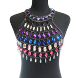 Gem Patchwork Festival Halter Tops Party Crop Top