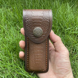 15 CM Pocket Knife Holder Embossed Genuine Leather Scabbard Pocket Knife Sheath Case Belt Holsters