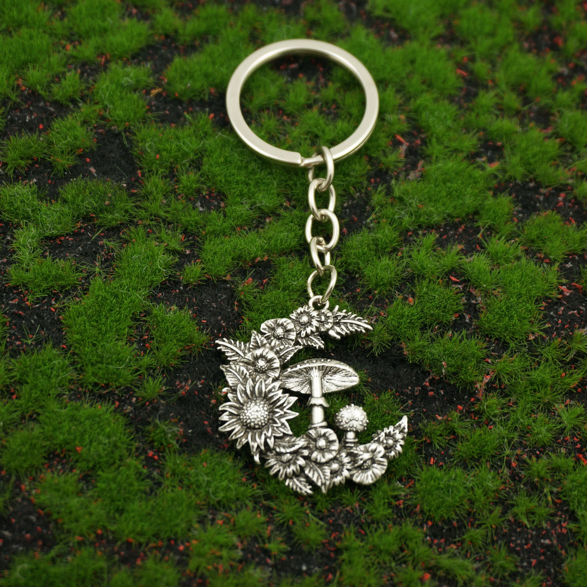 Sunflower Mushroom Witch's Garden Keyring