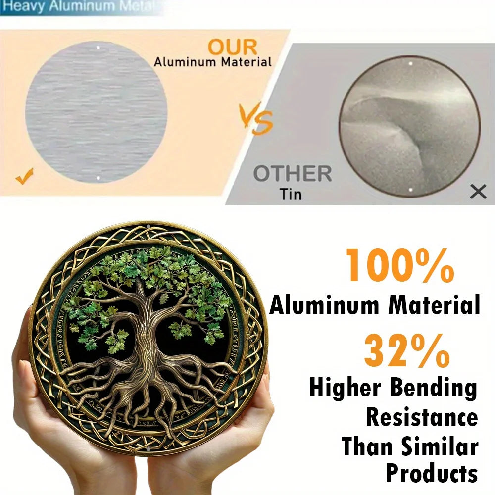 Tree of Life Mandala 2D Printed Circular Metal Decorative Sign
