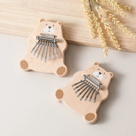 Bear Kalimba 8 Key Mini Thumb Piano Montessori Musical Instrument Toys for Children
