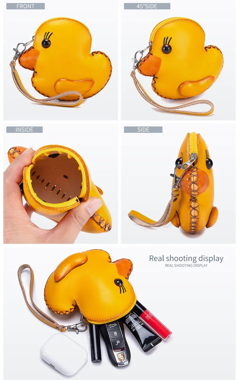 Genuine Leather Cute Coin Purses Handmade Animal Mini Cases