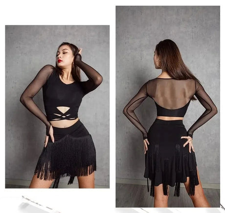 Fringe Latin Dance Skirt Top Samba Tango Salsa Latin Practice/Competition Tassel Stage Costume