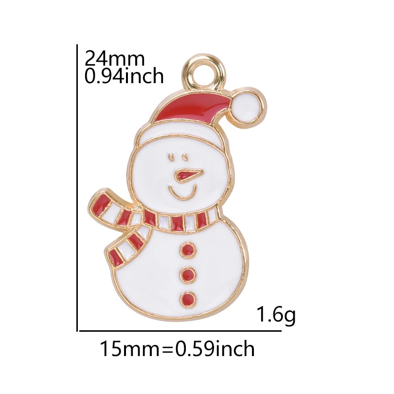 5pcs Christmas Charm Enamel Apple Socks Bell DIY Pendant Charms For Jewelry Making Keychain Earrings Bulk Handmade Material Gift