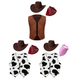 Kids Brown Suede Leather Fringed Vest  Western Cowboy Cowgirl Costumes