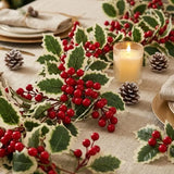 Christmas Garland Artificial Red Holly Berry Vine Xmas Tree Hanging Decoration