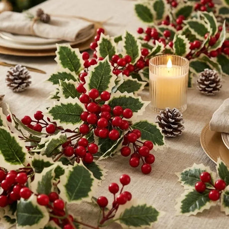 Christmas Garland Artificial Red Holly Berry Vine Xmas Tree Hanging Decoration