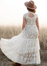 Girls Maxi Lace Chiffon Photoshoot Dresses For 3-15 Years