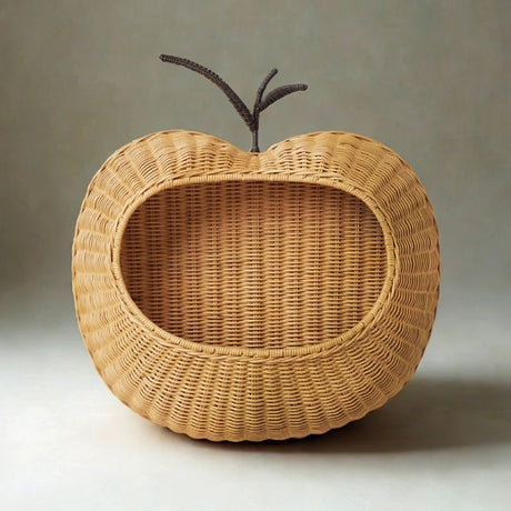 Handwoven Fruit Shape Wall Basket Apple Pear Wall-Mounted Storage Childrens Room Decor