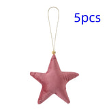 5pcs Christmas Velvet Star Ornaments Xmas Tree Hanging Decorations