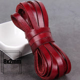 1/2/3/4/5/6/8mm 2 meter Red Coffee Genuine Leather Cord Flat/Round Rope DIY Jewellery Making