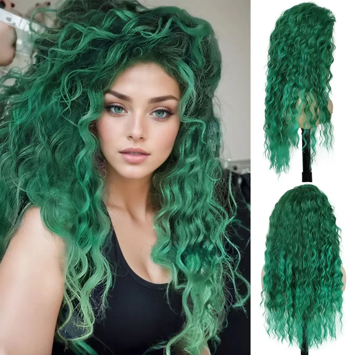 Long Curly Wig Water Wave Thick Fluffy Hair Cosplay Wigs 28 Inch