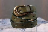 Maggy's Genuine Leather Women's Belt Pure Copper Button