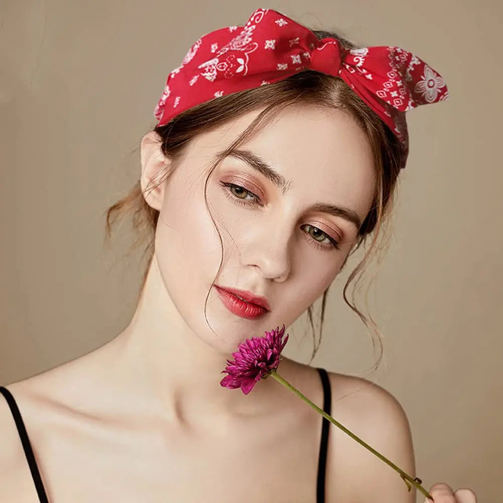 Paisley Bandana Top Knot Bow Headbands