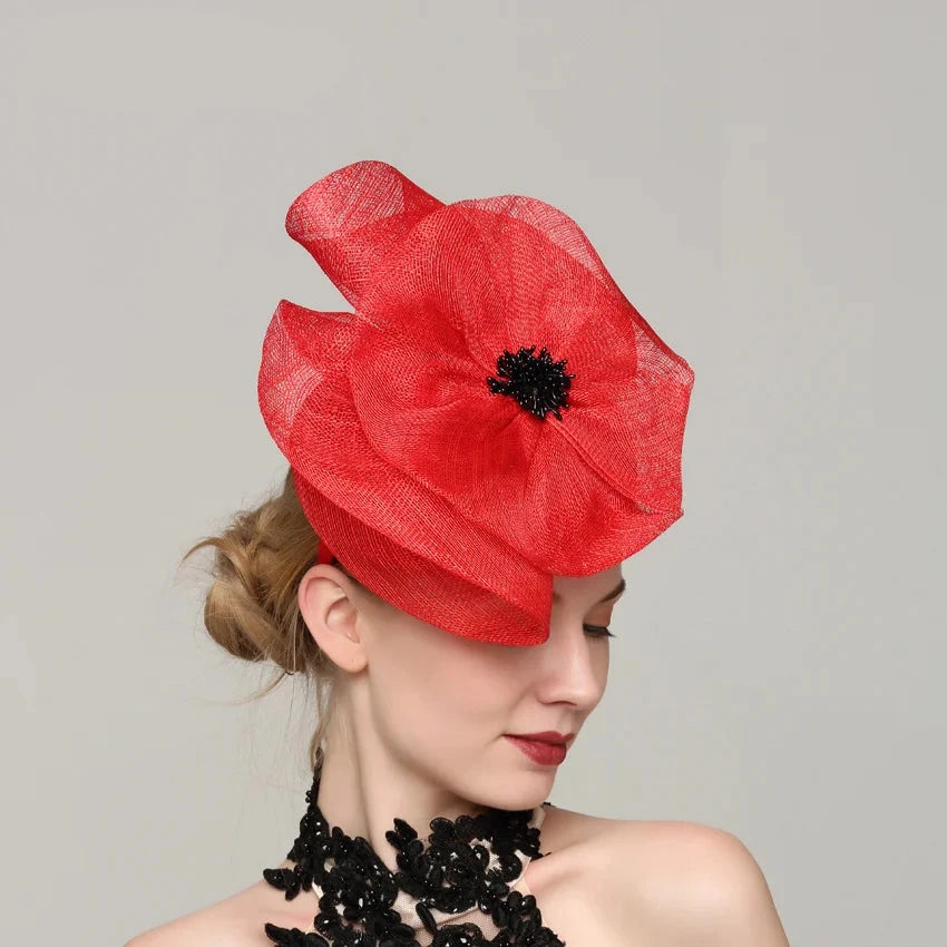 Red Poppy Fascinator Hat Headband Spring Race Season