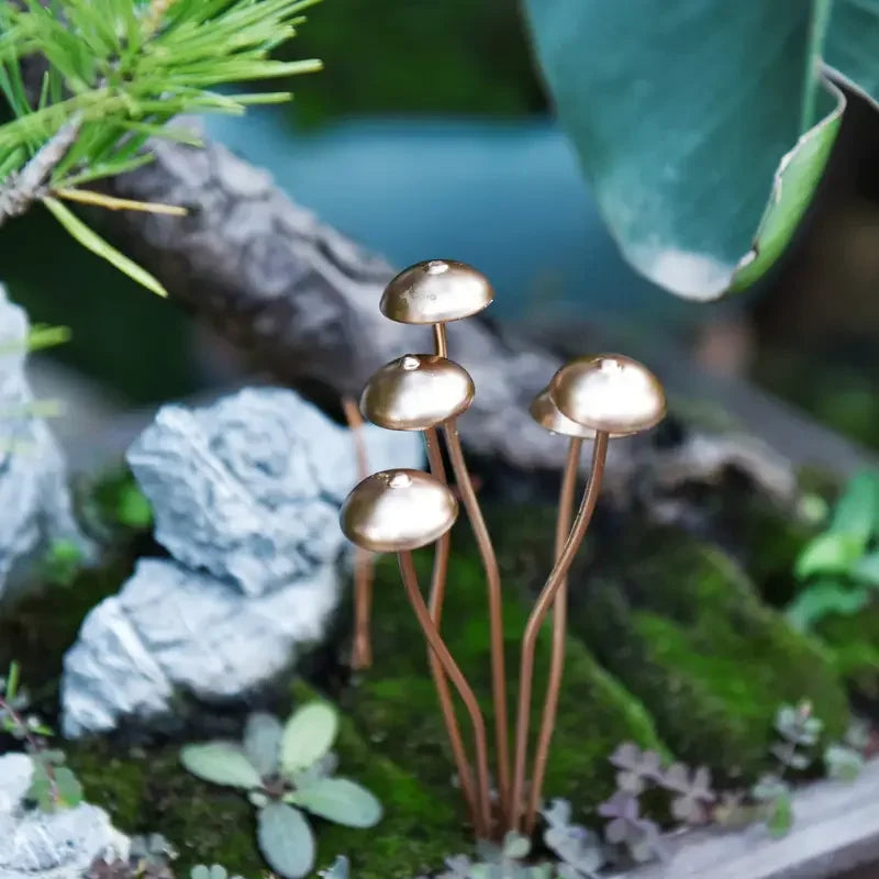 Mini Metal Mushrooms Decorative Garden Stakes