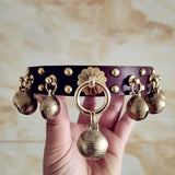 Barone Bettino's Handmade Dog Collar Brass Bells Genuine Leather