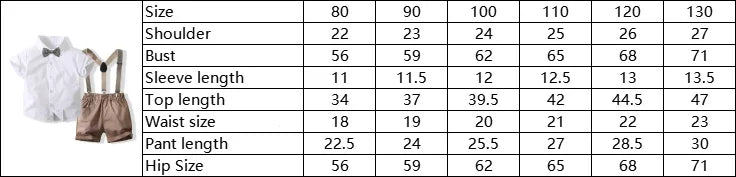 Summer Boys Shorts Suit Toddler Boys Formal Suspender Bowtie Trousers Suit 2-8 Years