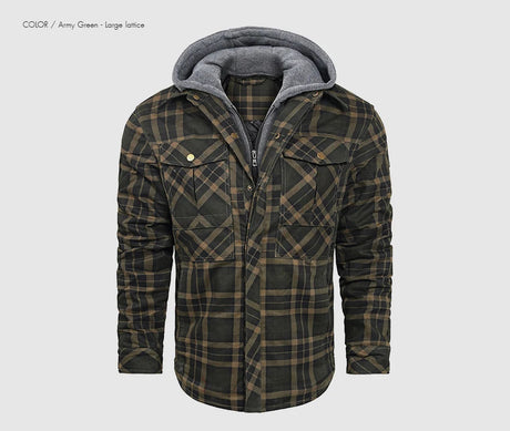 Woodsman Cotton Plaid Hooded Jacket Thick Warm Winter Plaid Shirts