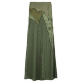 Y2k Dark Green Long Sleeved Ruffle Top Matching Skirt Goblincore