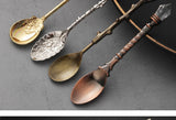 6pcs Vintage Spoons Fork Royal Style Gold Carved Coffee Tea Spoon Dessert Fork Cutlery Set