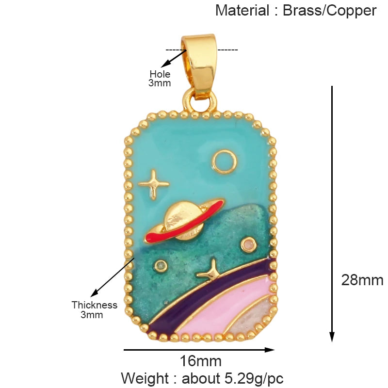 Enamel Heart Flower Dolphin Charm Pendants 18K Gold Plated DIY Bracelets Necklaces Jewellery Making Supplies