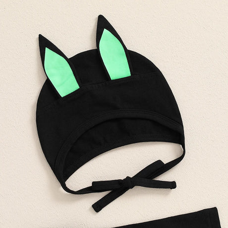 Glow In The Dark Baby Halloween Bat Costumes Long Sleeve Jumpsuit with Hat 0-24M