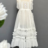 Sweet Lolita Aprons Sheer Mesh Ruffled Lace Over Layer