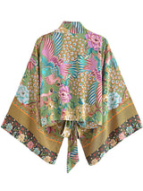 Peacock Boho Short Kimono Wrap Top