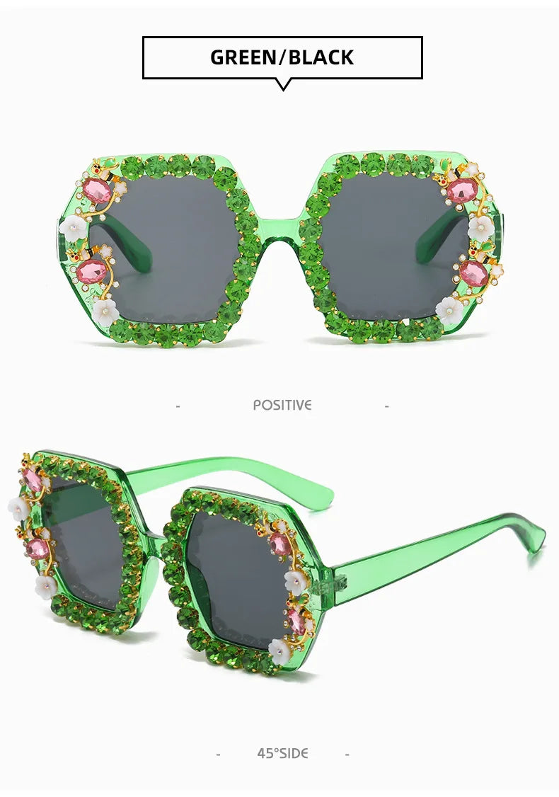 Gilly's Rhinestone Sparkling Square Frame Sunglasses Funglasses