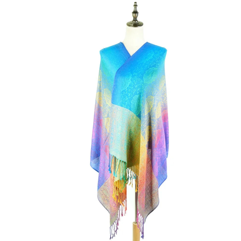 Rainbow Pashmina Scarfs Large Soft Warm Shawl Wrap