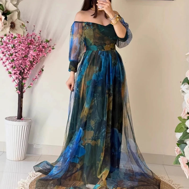 Gwendoline's Off Shoulder Long Sleeve Evening Dress