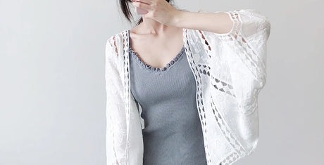 Faith's Cotton Linen Open Stitch Embroidered Summer Cover-Ups