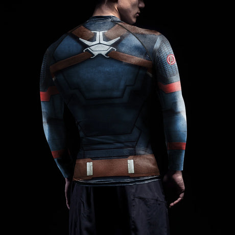 Superheroes Rashie Compression Shirts Mens Running Workout Long Sleeve Fitness Top Sportswear Shirts