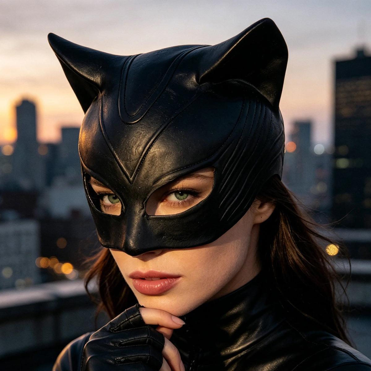 Cat Woman Costume Latex Mask Halloween Costume Cosplay Prop