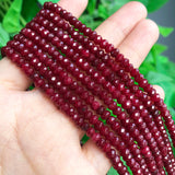 Red Chalcedony Natural Faceted Rondelle Stone Beads for DIY Jewellery Making