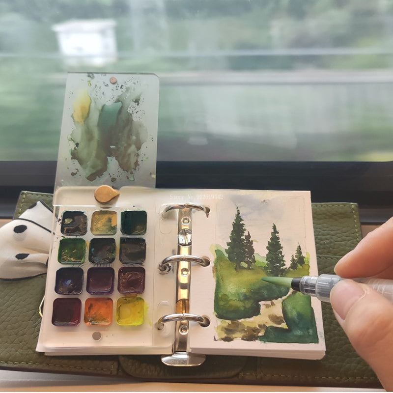 Painters Pocket Kit A9 Three-Ring Mini Loose-Leaf Leather Notepad Painting Supplies